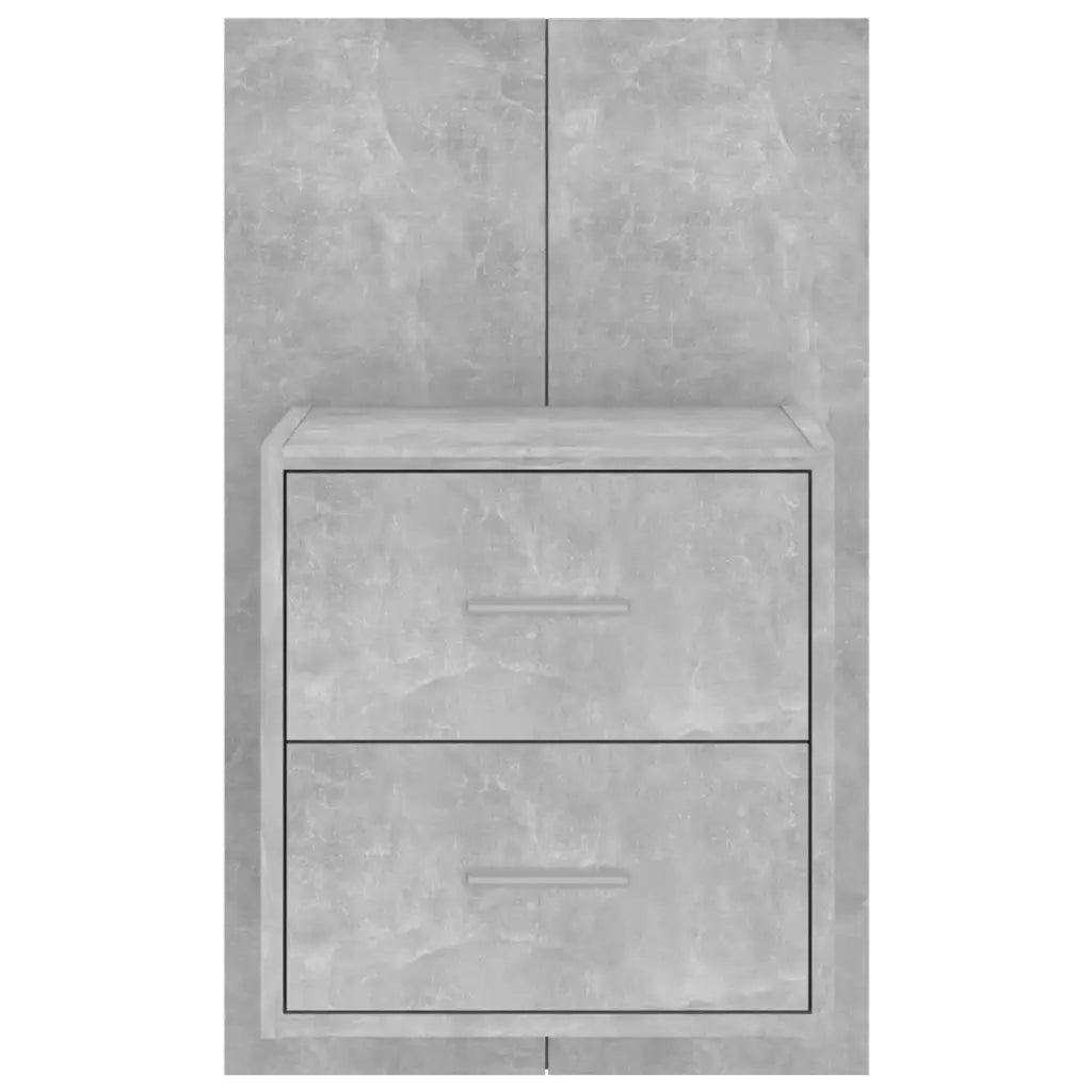 Set di 2 Comodini | Armadio da Notte | Mobiletto da notte a Muro Grigio Cemento
