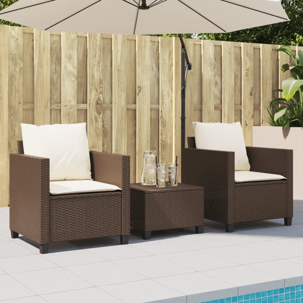 Set Bistrò 3 pz con Cuscini Marrone in Polyrattan 4003897