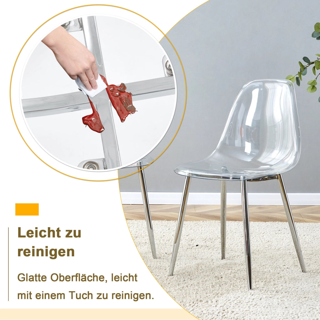 SEDIA da pranzo trasparente 83 cm Metallo argento Set da 4 pezzi