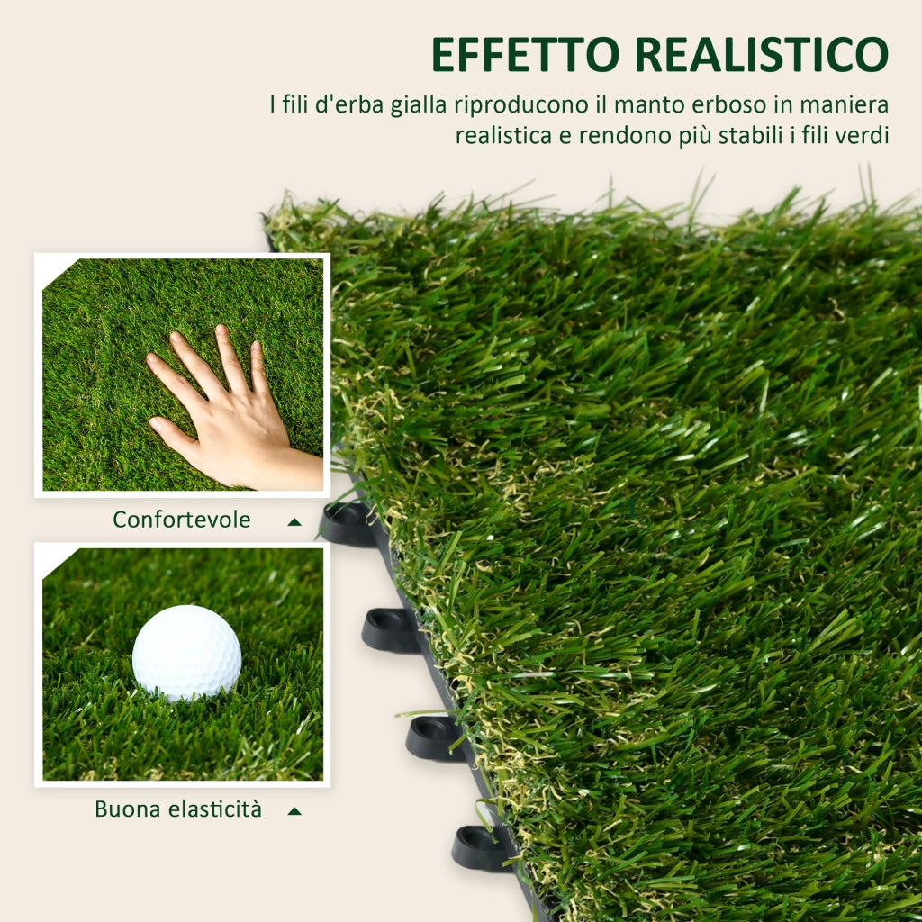 Piastrelle Erba Sintetica Giardino 30x30cm ¨C Xylo ¨C Verde 10 Pezzi