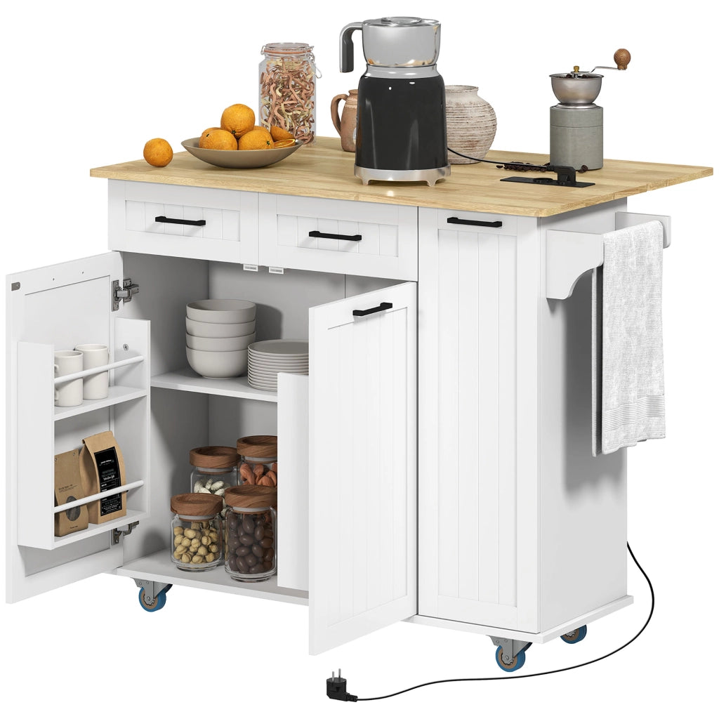 Tavolo da cucina mobile con presa e USB ¨C zephmum ¨C bianco