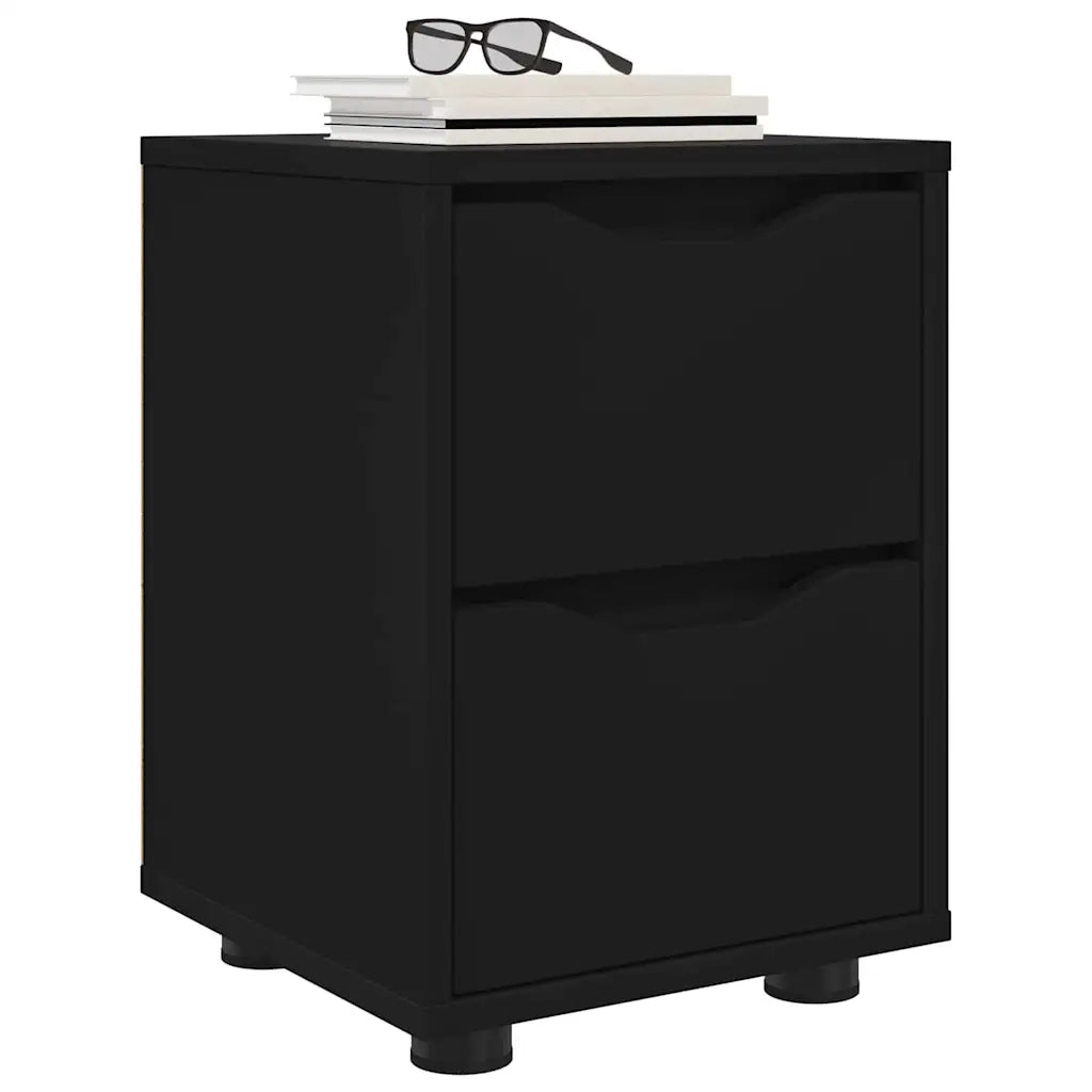 Set di 2 Comodini | Armadio da Notte | Mobiletto da notte Nero 30,5 x 30 x 43 cm Legno multistrato