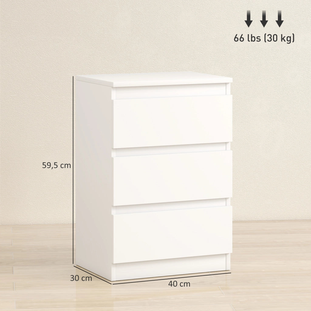 Comodini 2 Pezzi ¨C zephmum ¨C Bianco Legno 3 Cassetti