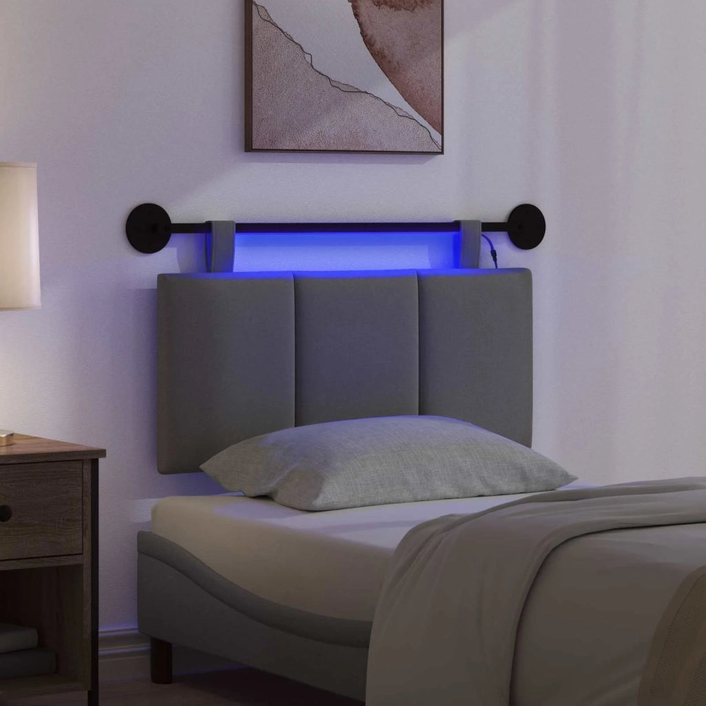 Testiera sospesa Con luce LED Grigio Scuro Tessuto 3424738