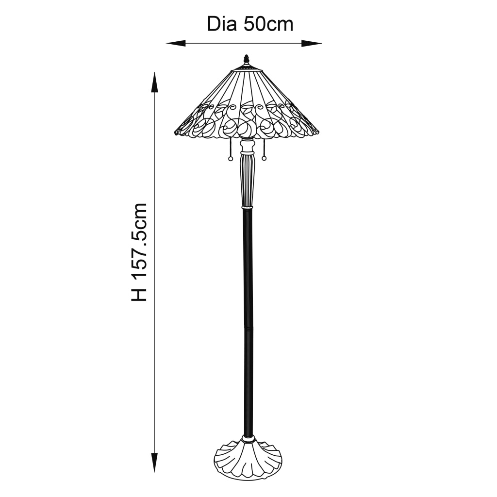 Lampada da terra Tiffany Jamelia, vetro ambra 2xE27