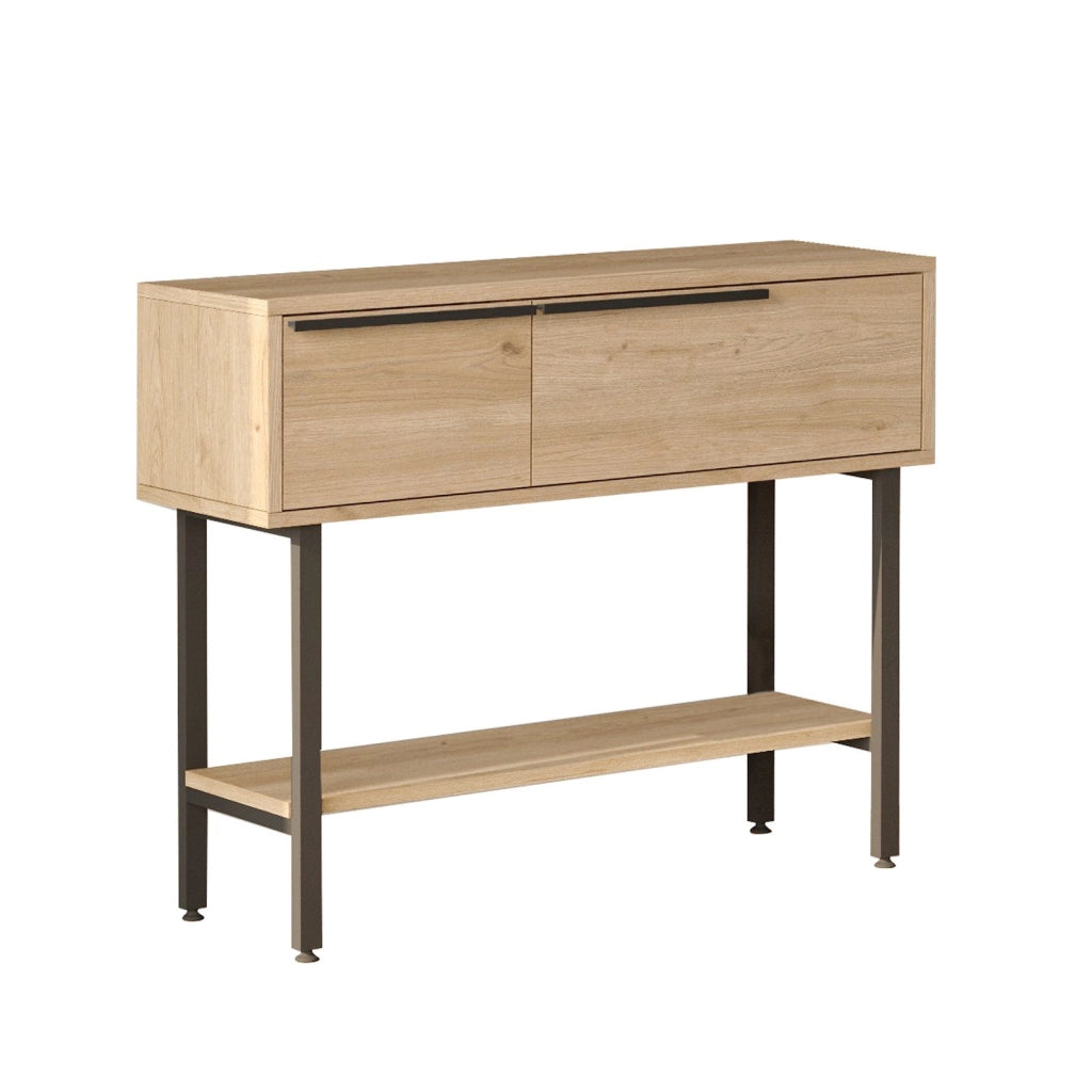 Consolle in legno "Calvin" con specchio - 100 x 30 x 76 cm - Marrone