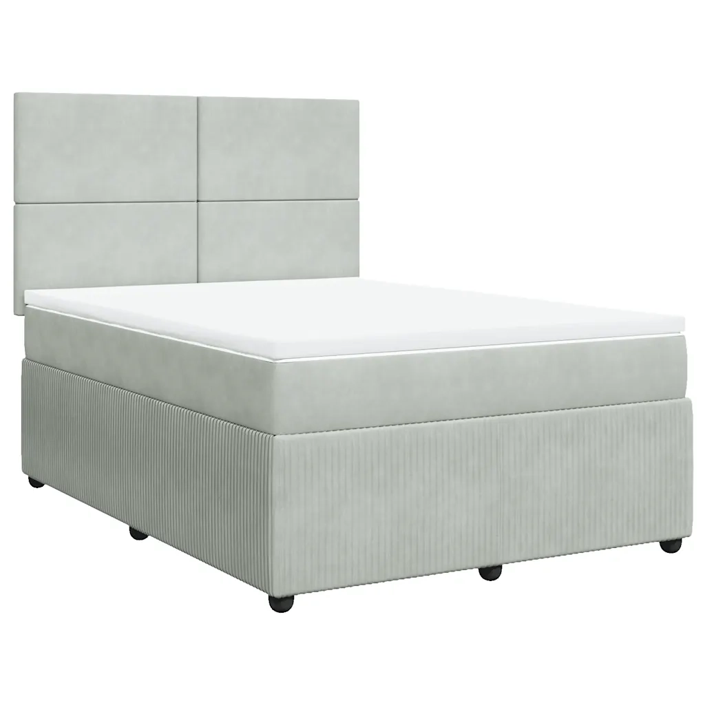 Giroletto a Molle con Materasso Grigio Chiaro 140x190cm Velluto 3292328