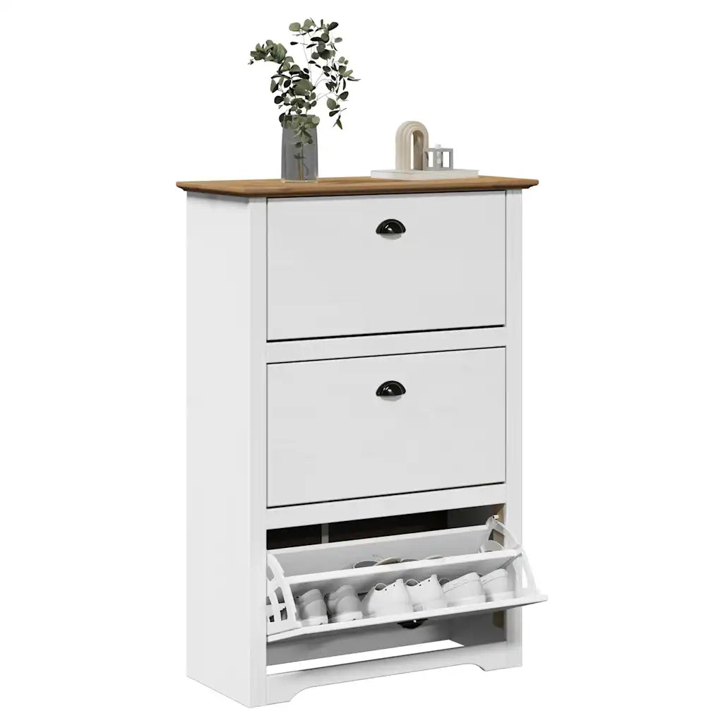Scarpiera BODO Bianca e Marrone 80x35x118 cm 4016882