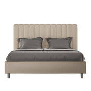 BS COM Letto queen size senza rete imbottito 150x200 similpelle tortora