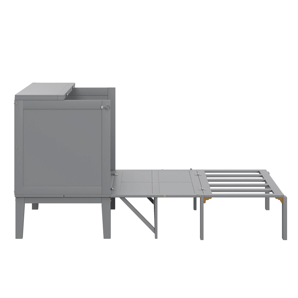LETTO a ribalta verticale 90x200 cm Grigio in legno