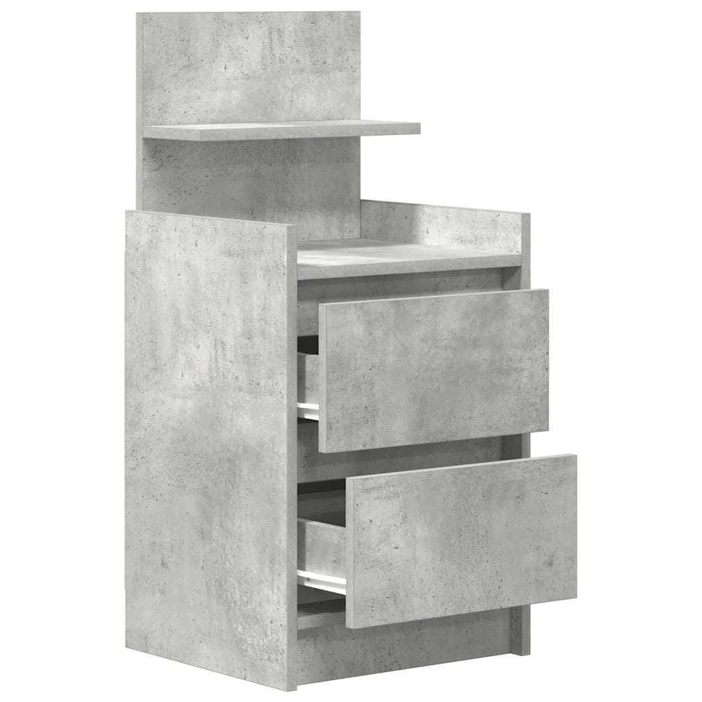 Comodino con 2 Cassetti Grigio Cemento 38x34x80 cm 861361