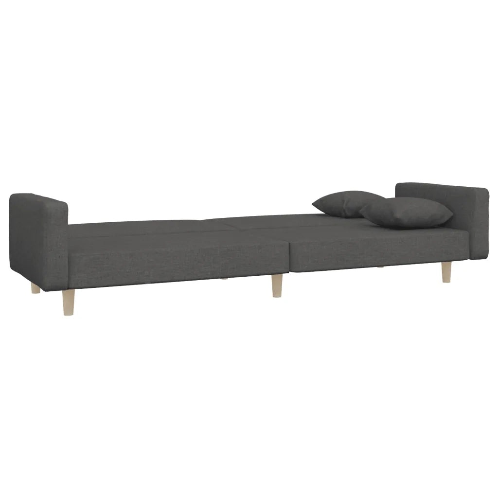 Divano letto | Sof¨¤ letto | Letto singolo a 2 Posti con 2 Cuscini Grigio Scuro in Tessuto
