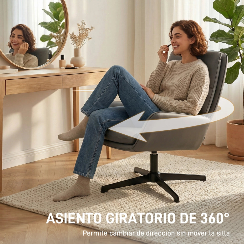 Poltrona in similpelle con braccioli e gambe in metallo ¨C Minimal ¨C Grigio