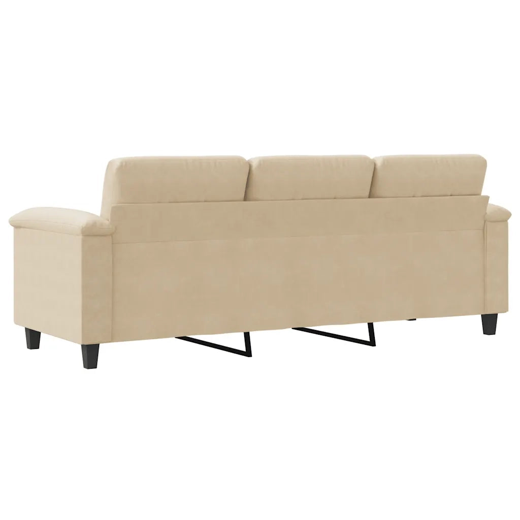 Divano a 3 Posti-Sofa 3 Posti Crema 180 cm in Tessuto Microfibra