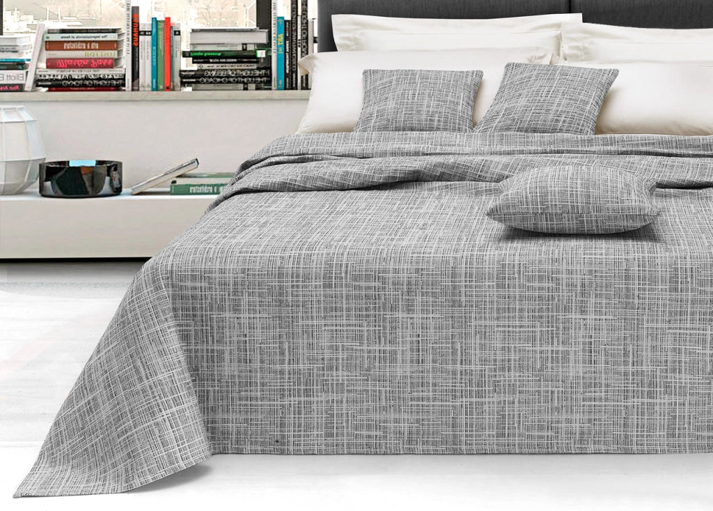 Telo Arredo Copridivano Multiuso Copritutto Misto Cotone Modello Multirighe - 220x260 - Silver