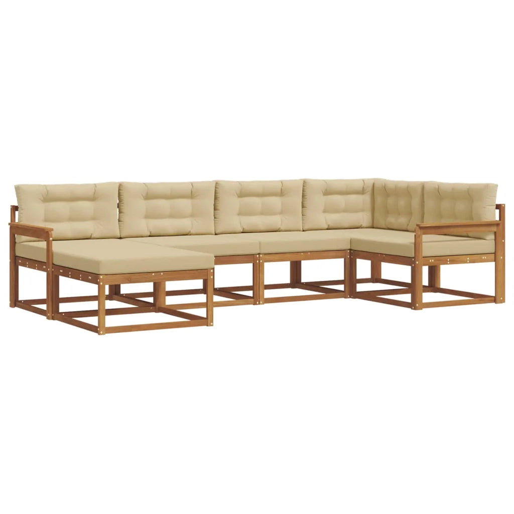 Set di divani da esterno con cuscino 6 pcs Naturale e Beige 3367816