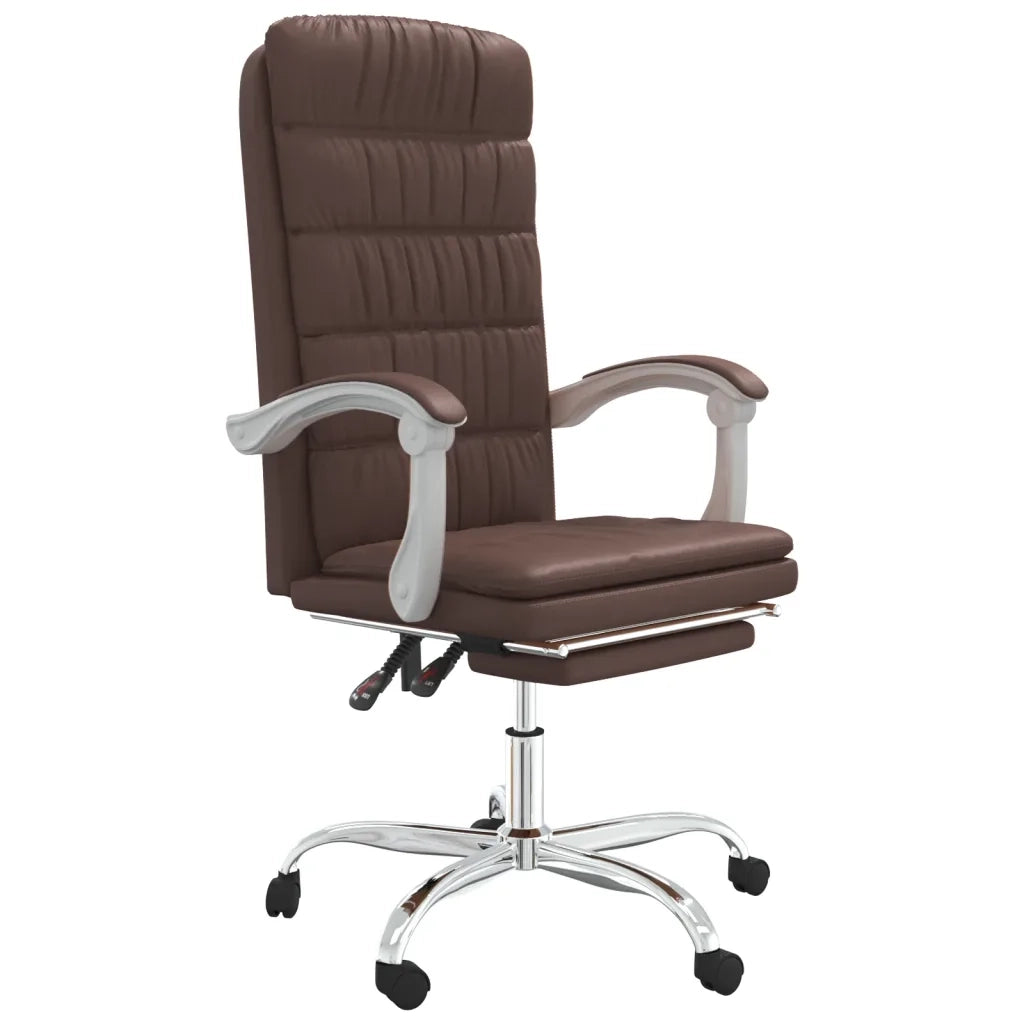 Poltrona da Ufficio Reclinabile Marrone in Similpelle 349654