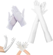Avvolte da sera per donne - Maniche classiche in seta per opera, stile anni '20, eleganti maniche lunghe e corte, bianche, 54 cm e 21 cm, ideali per occasioni speciali e feste