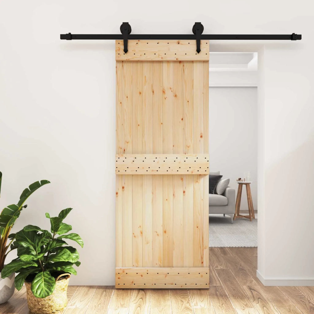 Porta scorrevole Naturale e Nero 80 x 210 cm 3445153