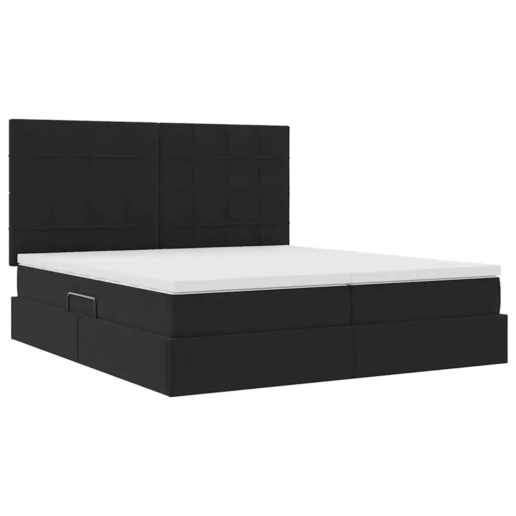 Letto con luci a strisce a LED Nero 180 x 200 cm Velluto