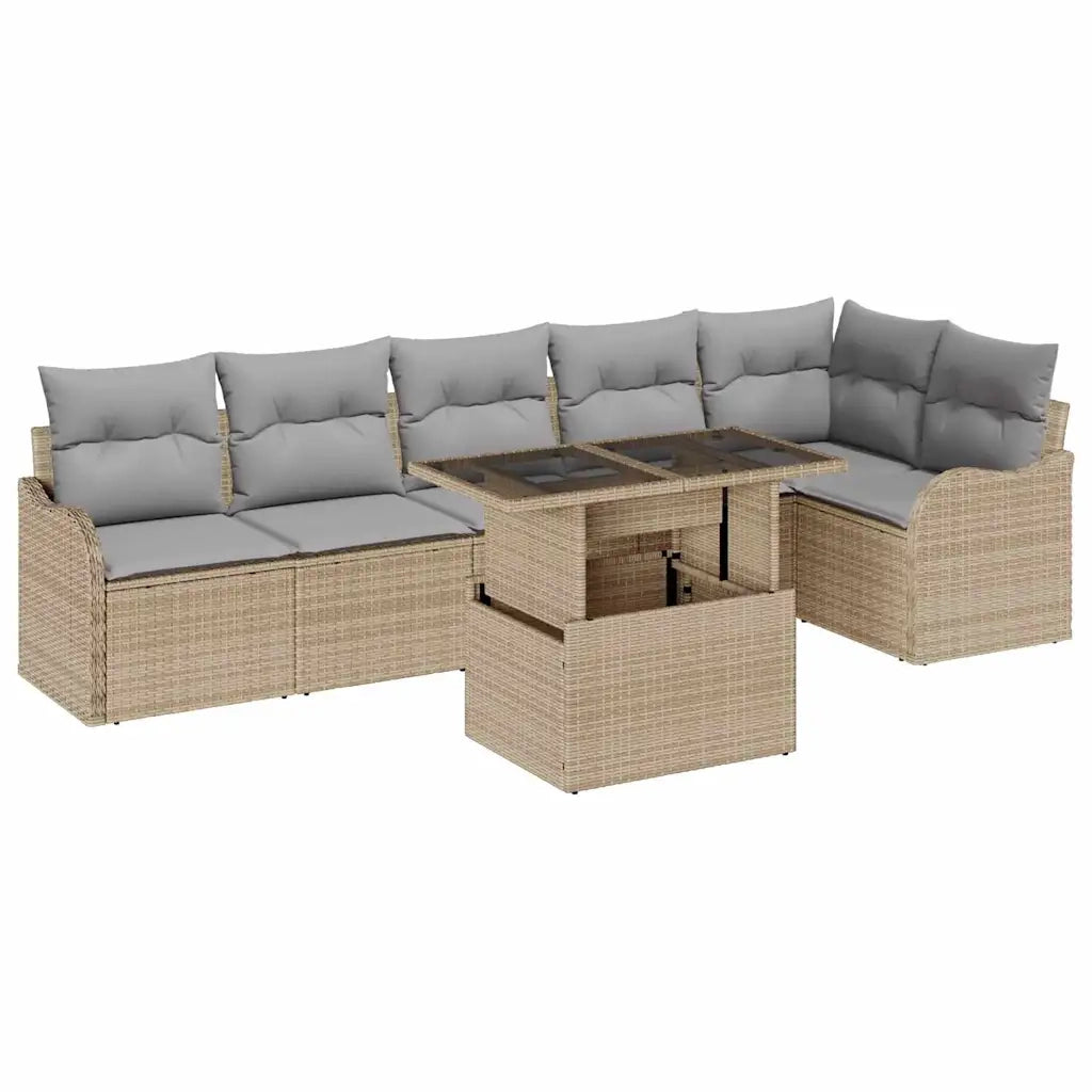 Set Divano da Giardino 7 pcs Beige Rattan in Polipropilene 3357213