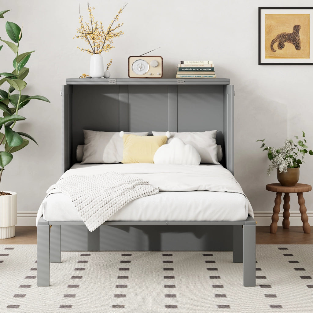 LETTO a ribalta verticale 90x200 cm Grigio in legno