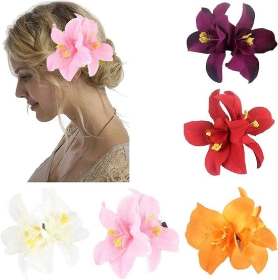 Fibbie per Capelli Bohemian - Clip per Capelli con Fiori Tropicali - 5 Pezzi