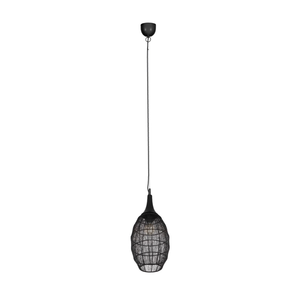 Lampada a sospensione industriale nera Soraya Trio E27