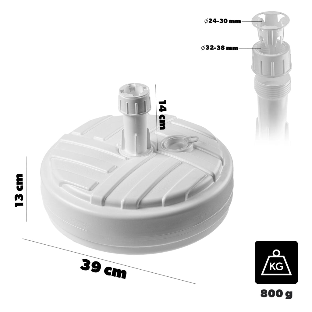 Base per ombrellone da giardino KADAX, rotonda, 39 cm, con peso, bianca