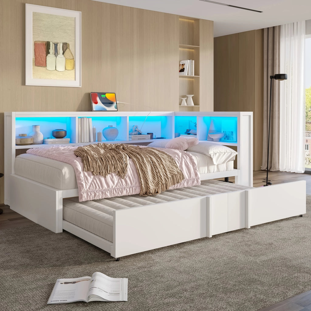 letto giorno metallo e mdf bianco 90 x 200 cm