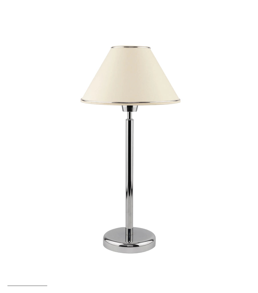 Lampada da tavolo studio cromo paralume ecrù E27 15W Jupiter