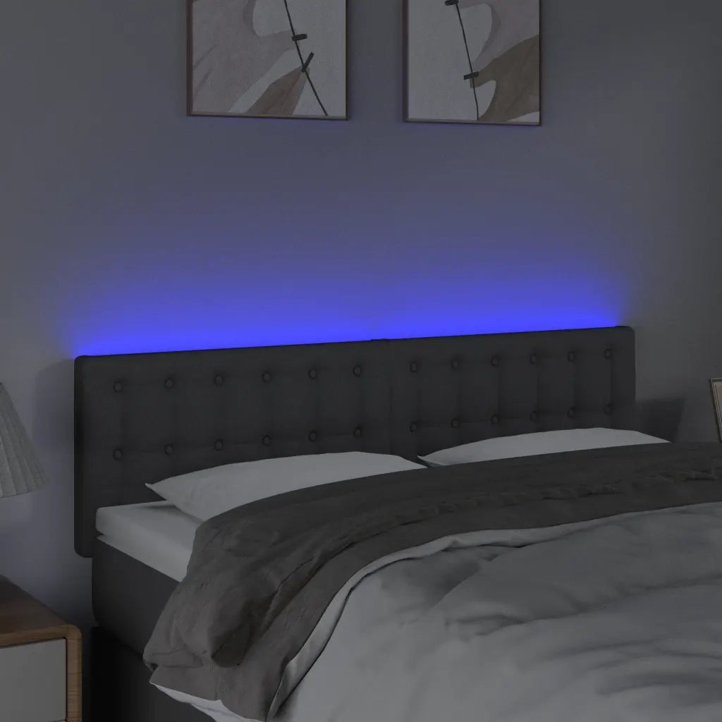 Testiera a LED-Testata con LED Grigio Scuro 144x5x78/88 cm in Tessuto 710119