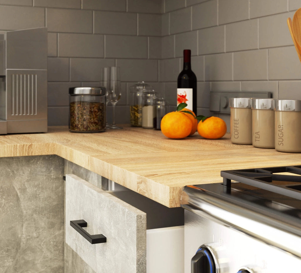 AKORD Set di Mobili da Cucina OLIWIA 180 cm Cemento 180 cm 7 porte 1 cassetto 180x46x203 cm