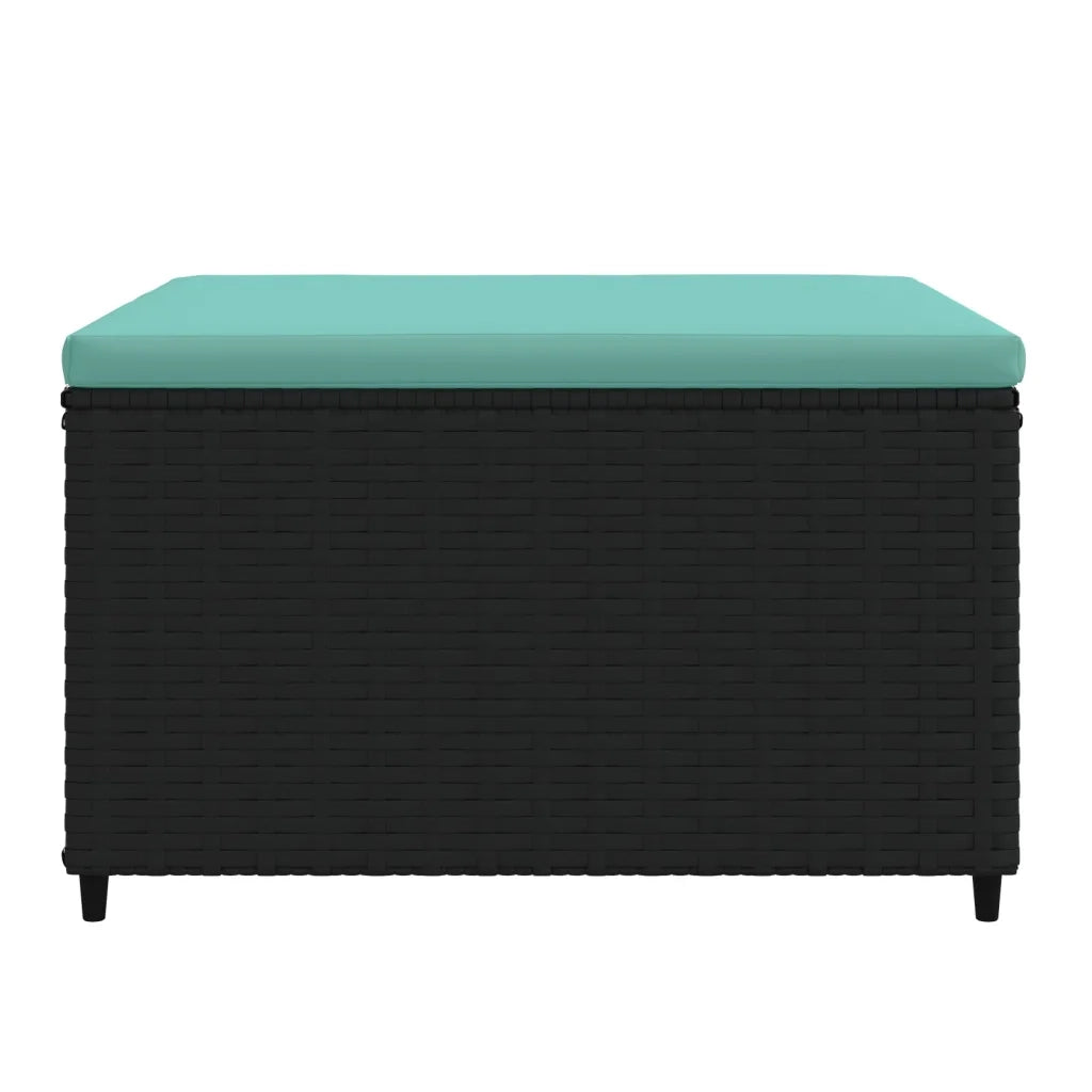 Poggiapiedi da Giardino con Cuscino in Polyrattan Nero 319804