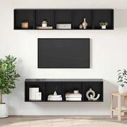 Set mobile TV 4 pz Rovere Nero Legno ingegnerizzato 3393421