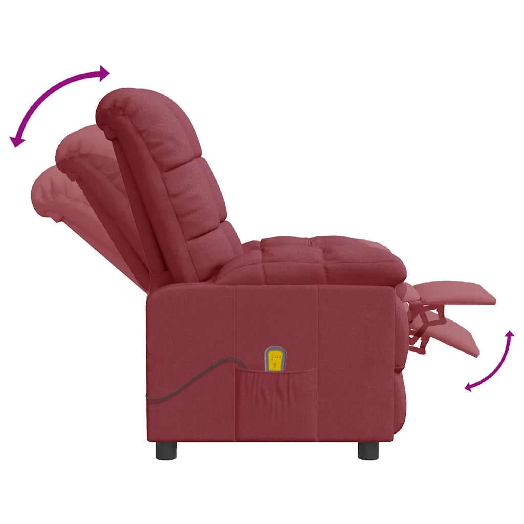 Poltrona Massaggiante Elettrica Rosso Vino in Tessuto 289809