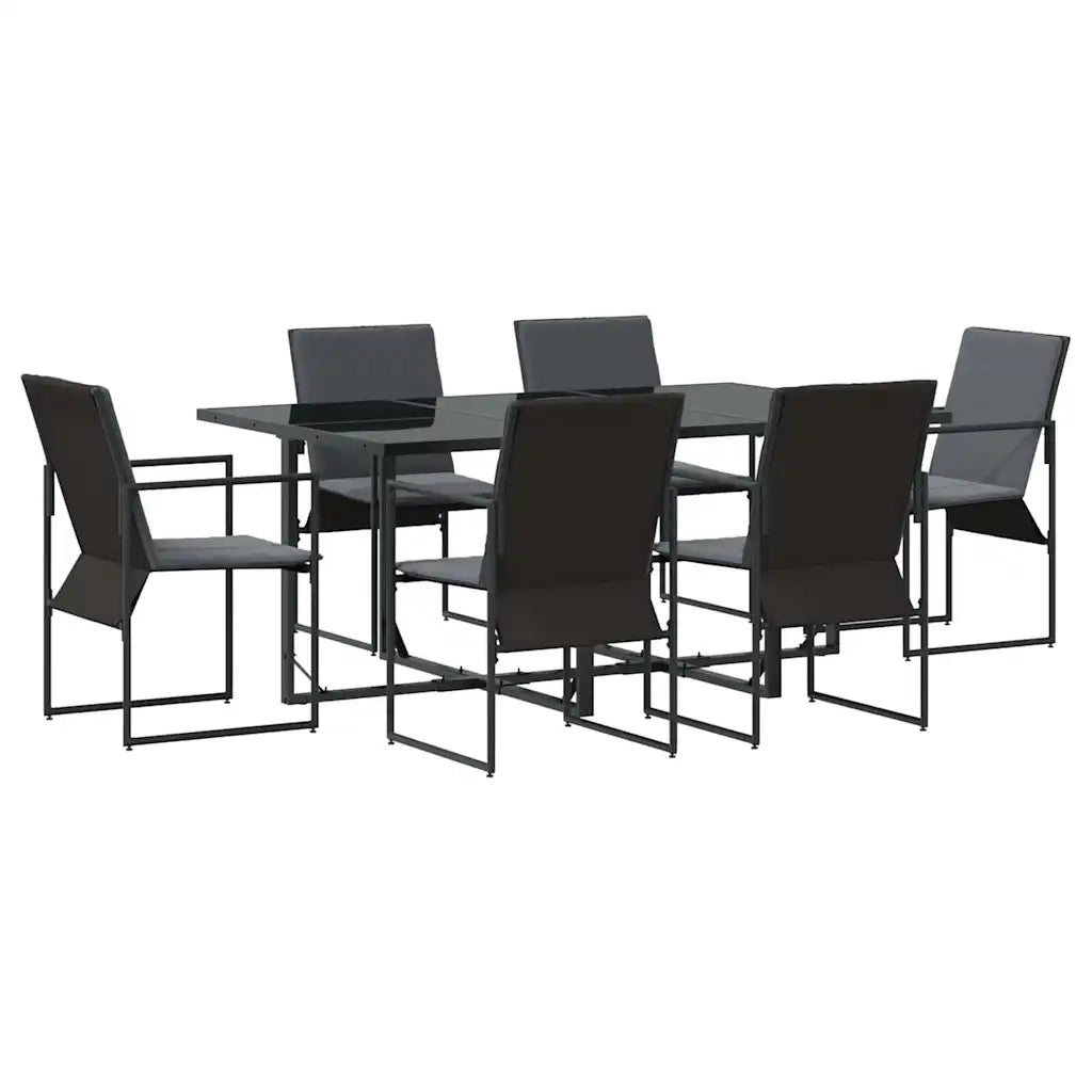 Set da Pranzo per Giardino 7 pcs Nero Acciaio 3335859