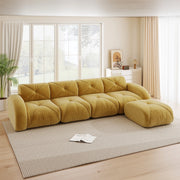 Divano Angolare Modulare 4 Posti con Poggiapiedi ¨C MINIMAL ¨C Giallo