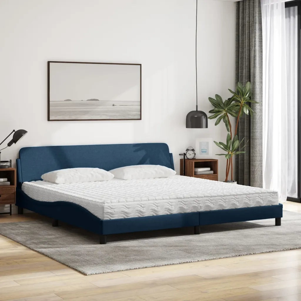 Letto con Materasso Dover Blu 200x200 cm in Tessuto