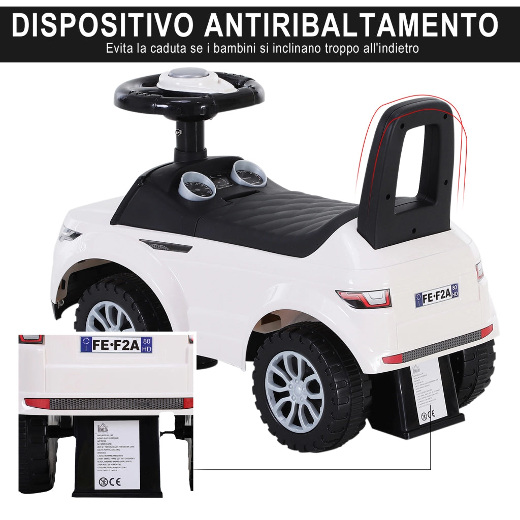 Macchina Cavalcabile per Bambini ¨C Minimal ¨C Bianco con Vano Contenitore