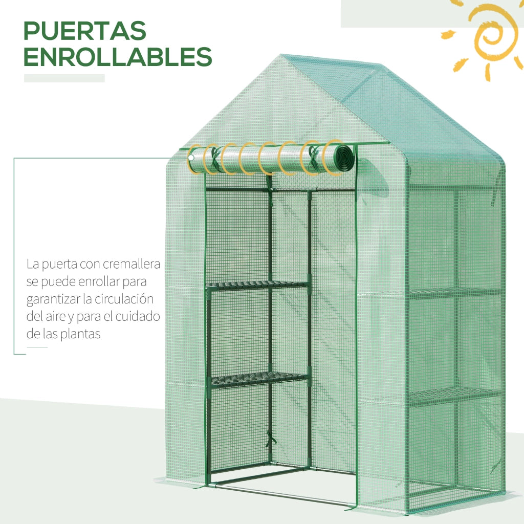 Serra da giardino con 4 ripiani ¨C zephmum ¨C verde 141x72x191 cm