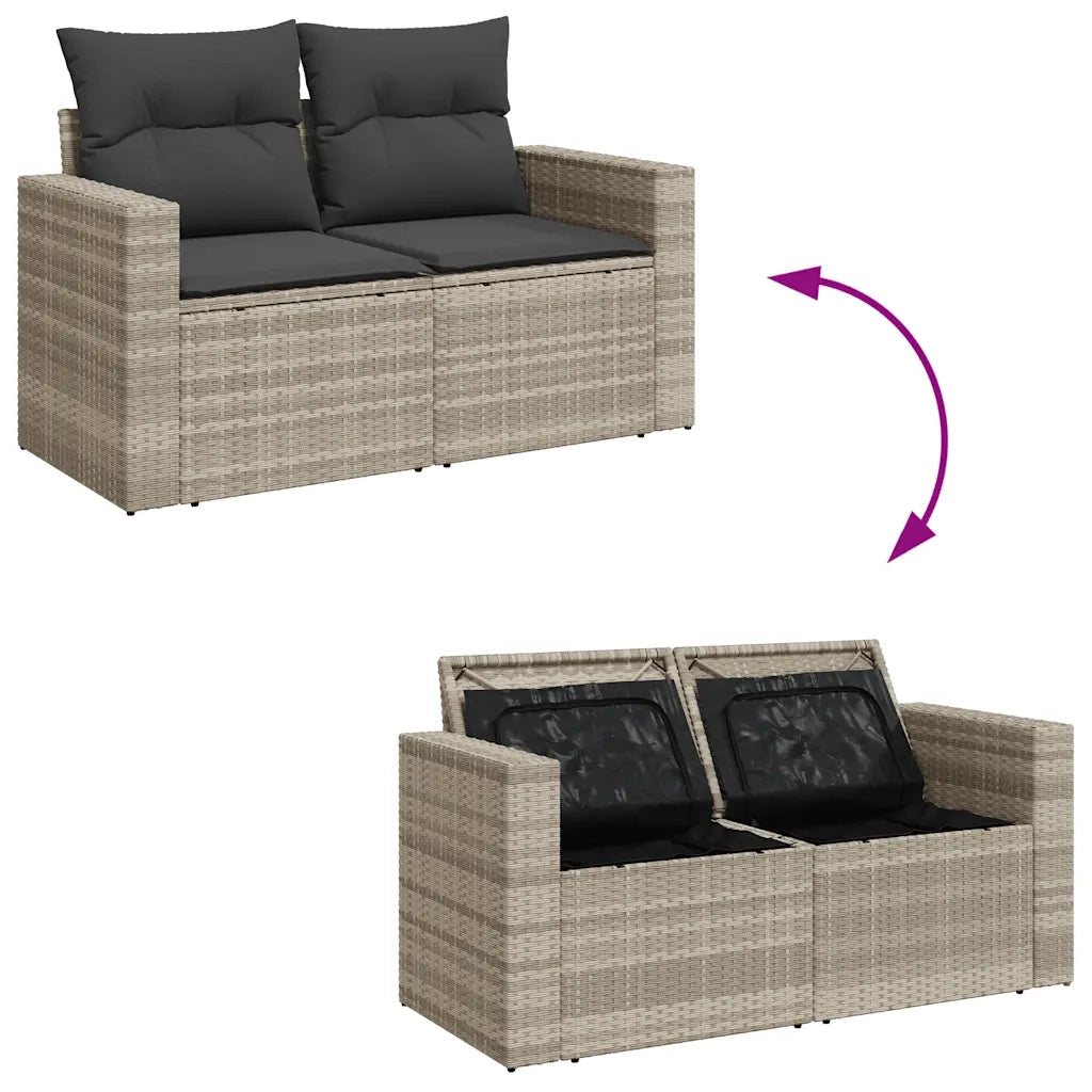 Set Divano da Giardino 5pz con Cuscini Grigio Chiaro Polyrattan 3326313