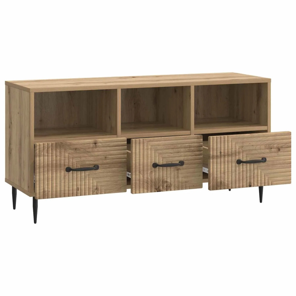Mobile TV con cassetto-Credenza per TV Rovere Artigianale 102 x 34,5 x 50 cm 496465
