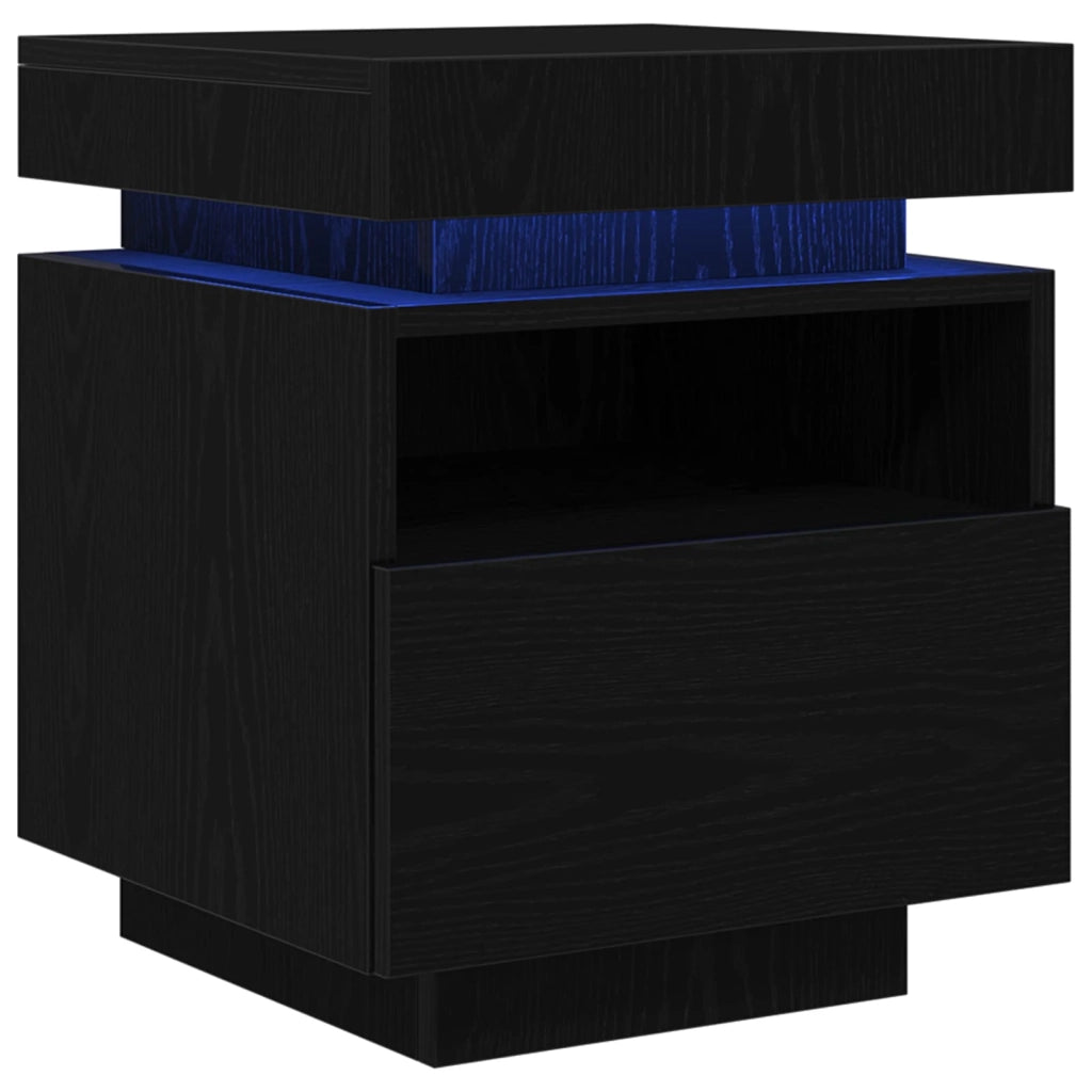 Armadio da Notte con cassetto Rovere Nero 40 x 39 x 48,5 cm 862186