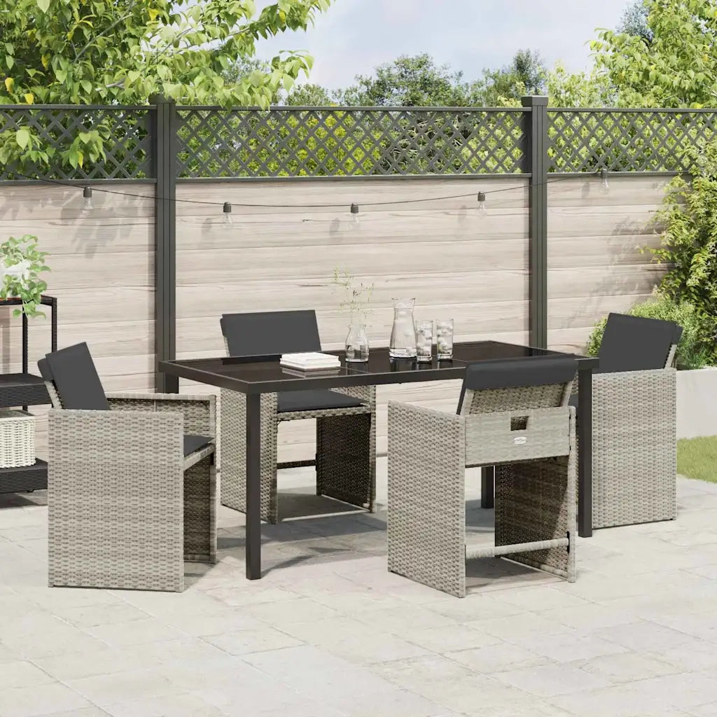 Set da Pranzo per Giardino 5 pcs Grigio chiaro polyrattan