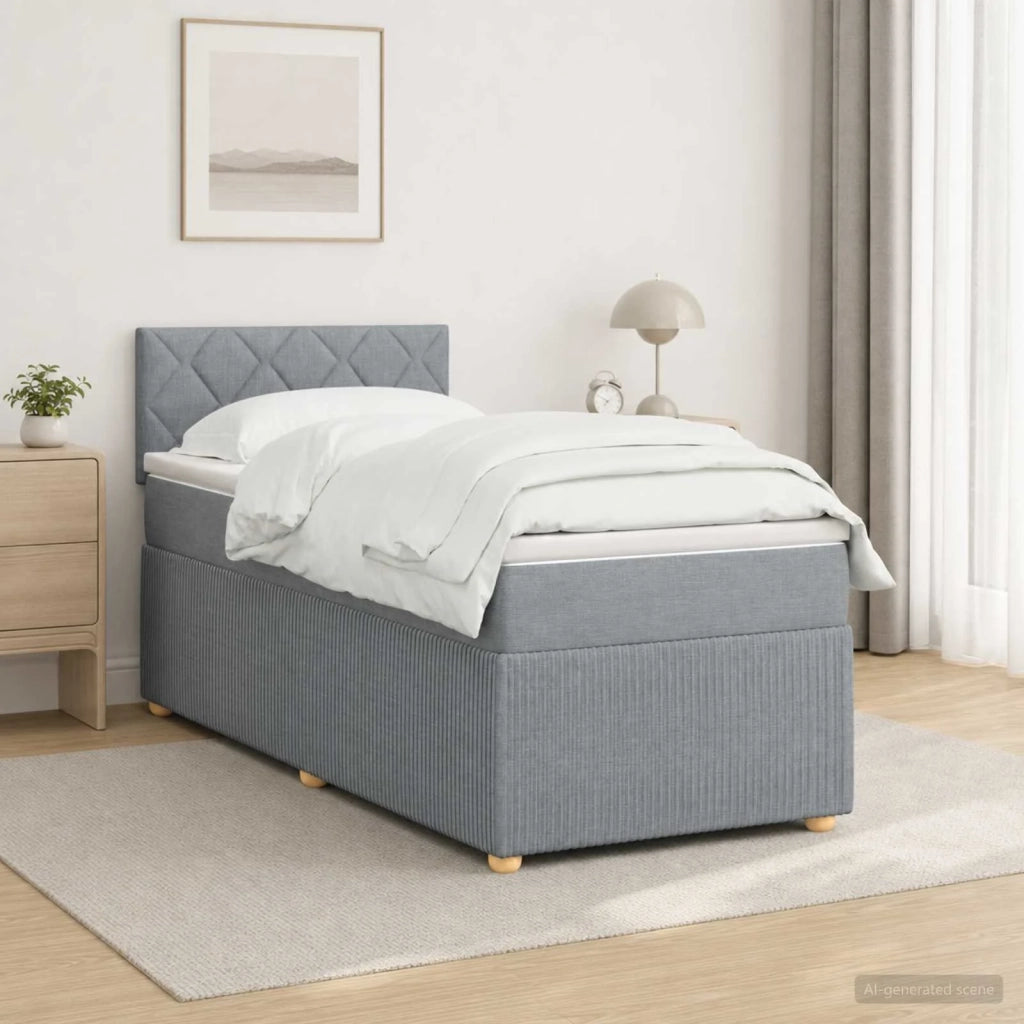 Letto box spring con materasso Grigio Chiaro 90 x 190 cm 3451761