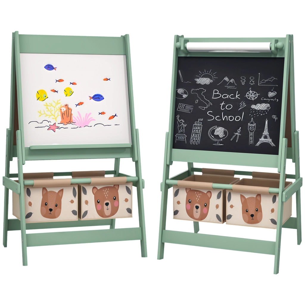 Cavalletto per bambini con lavagna a gessetti e rullo di carta ¨C Minimal ¨C 54x46.5x93 cm verde