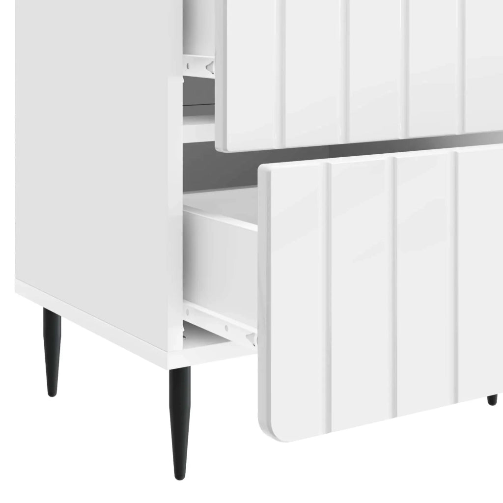 Set di 2 Comodini | Armadio da Notte | Mobiletto da notte Bianco Lucido 43 x 34,5 x 49,5 cm