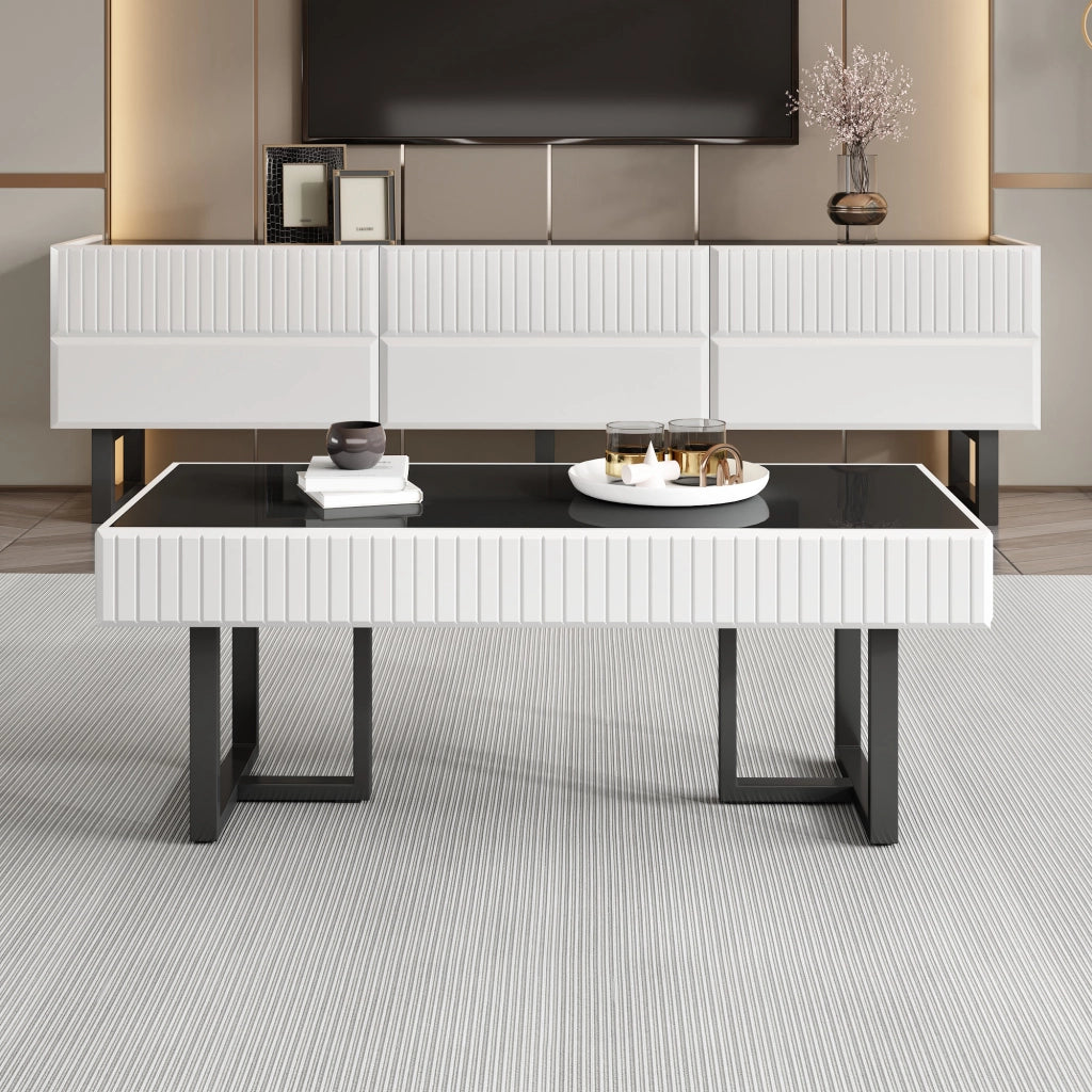 Cassettiera per TV nero-bianco in MDF e truciolare lunghezza 170 cm