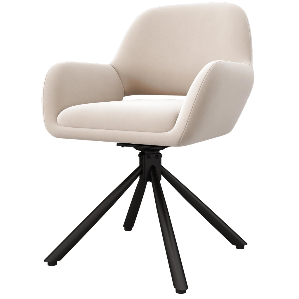 Sedia da pranzo girevole - Zephmum - Set di 6 - Velluto - Beige - Moderno